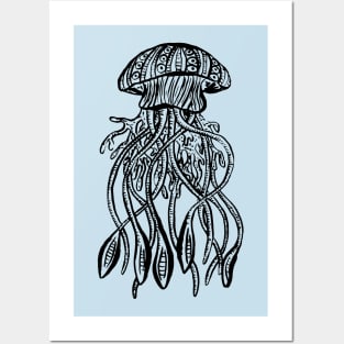 Jellyfish Illustration, Swimming in the Sea Posters and Art